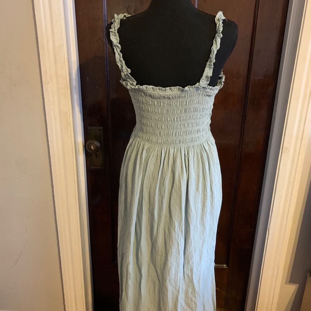 Calvin Klein Women Mint Green Smocked Crepe Dress Elastic Straps $134 Sz 8 - Picture 9 of 9